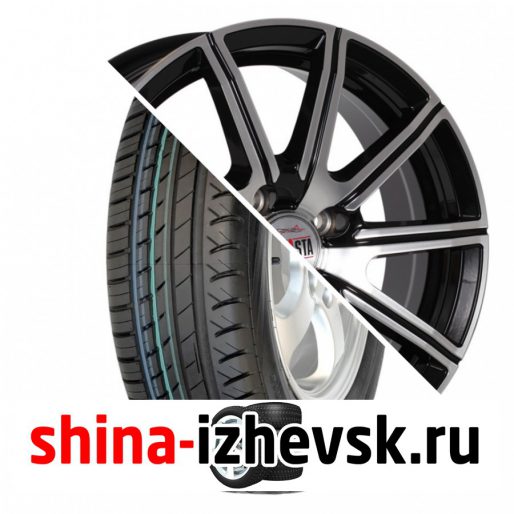 Колесо в сборе Viatti Strada (V-130) 185/60 R15 H 84 + Alcasta M55 6xR15 4×100 ET40 DIA60.1 Черный полностью полированный в Ижевске